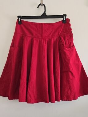 Forever 21 Red Circle Skirt with Side Pockets